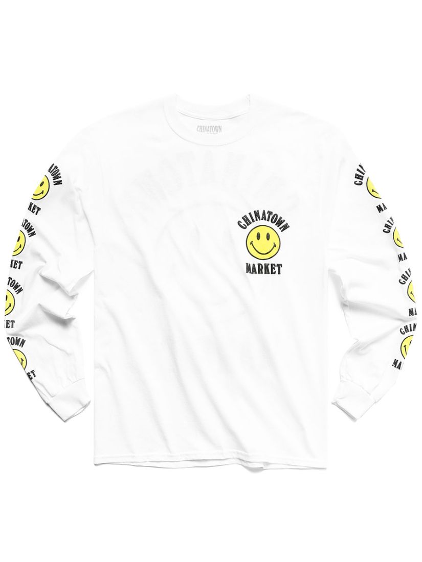 Chinatown Market Smiley Logo L/S T-Shirt - White