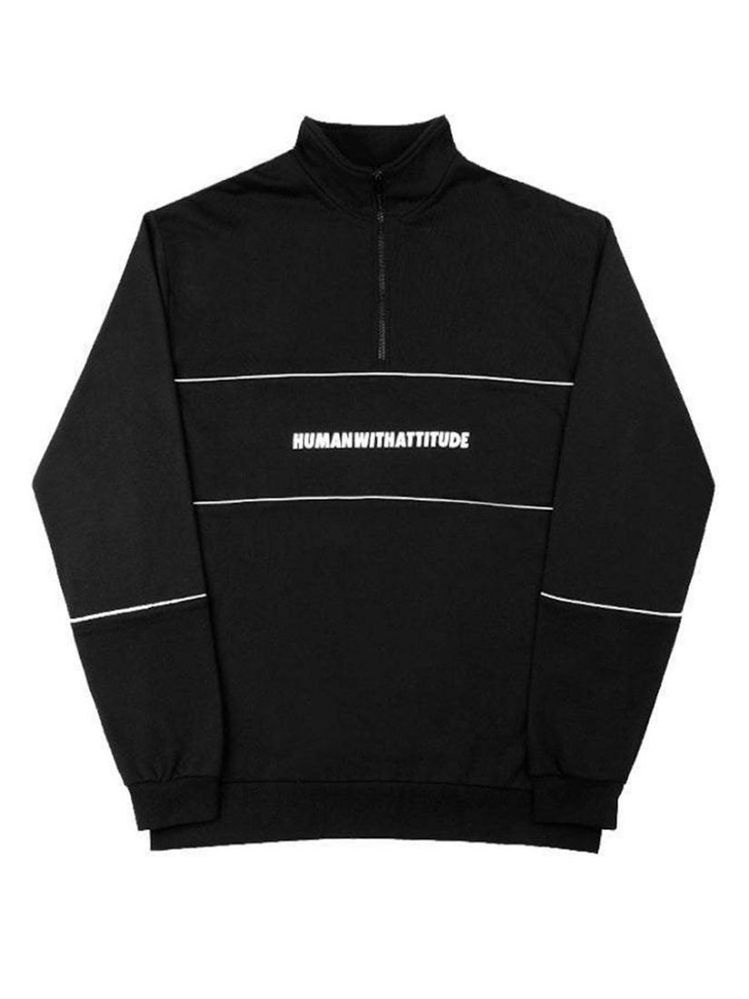 Human With Attitude Reflexion 1/4 Zip Sweatshirt - Black
